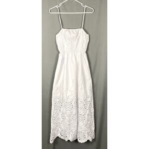 Madewell Dress Size 0 White Eyelet Embroidered Midi Empire Summer NWT NS131